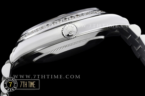 DayDate 228206 Diamonds Bezel SS/SS Black Dial Baugette Diamond Markers A3255 Mod