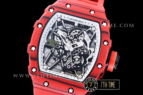 Richard Mille RM035-01 Rafael Nadal Red FC/VRU Black/White Miyota Mod Red Strap