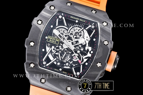 Richard Mille RM035-02 Rafael Nadal Black FC/VRU Blkac/Black Miyota Mod Orange Strap