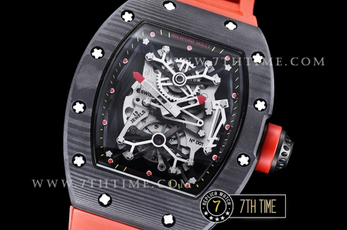 Richard Mille RM001 Tourbillon FC/VRU Black Custom Mod Black Inner Bezel Red Rubber Strap
