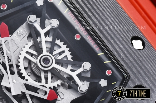 Richard Mille RM001 Tourbillon FC/VRU Black Custom Mod Black Inner Bezel Red Rubber Strap
