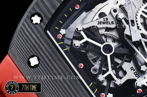 Richard Mille RM001 Tourbillon FC/VRU Black Custom Mod Black Inner Bezel Red Rubber Strap