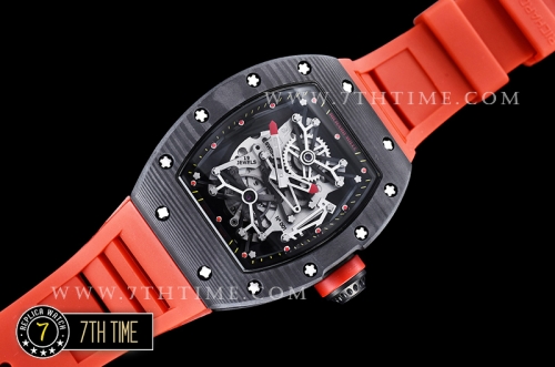Richard Mille RM001 Tourbillon FC/VRU Black Custom Mod Black Inner Bezel Red Rubber Strap