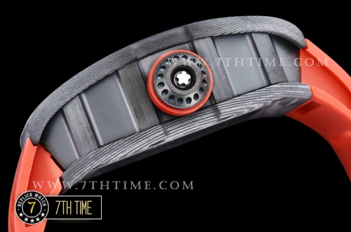 Richard Mille RM001 Tourbillon FC/VRU Black Custom Mod Black Inner Bezel Red Rubber Strap