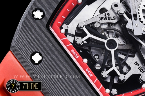 Richard Mille RM001 Tourbillon FC/VRU Black Custom Mod Red Inner Bezel Red Rubber Strap