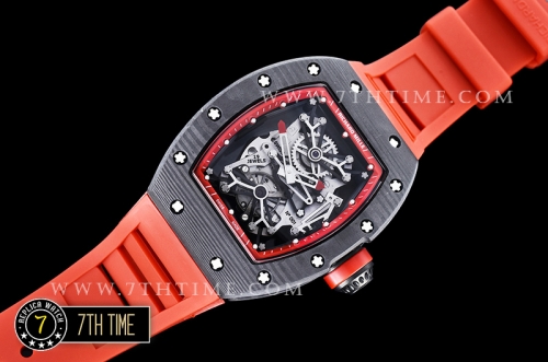 Richard Mille RM001 Tourbillon FC/VRU Black Custom Mod Red Inner Bezel Red Rubber Strap