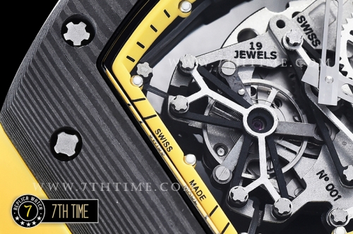 Richard Mille RM001 RM001 Tourbillon FC/VRU Yellow Inner Bezel Custom Mod Yellow Rubber Strap