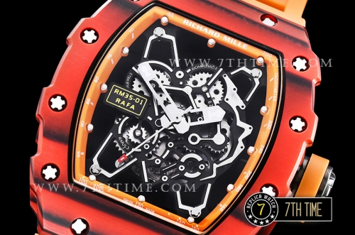 Richard Mille RM035-01 Rafael Nadal Red FC/VRU Blk/Org Miyota Mod Orange Inner Bezel Rehaut