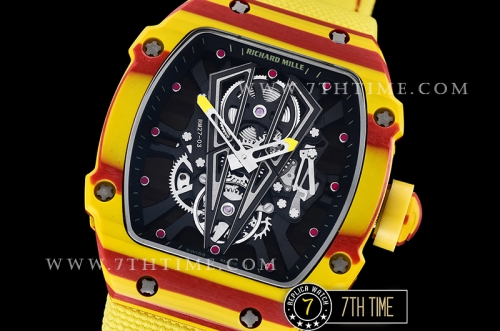 Richard Mille RM027-03 Rafael Nadal Red/Yellw FC/VRU Blk Miyota Mod Yellow Strap