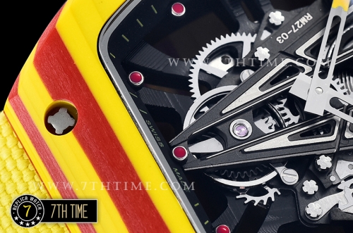 Richard Mille RM027-03 Rafael Nadal Red/Yellw FC/VRU Blk Miyota Mod Yellow Strap