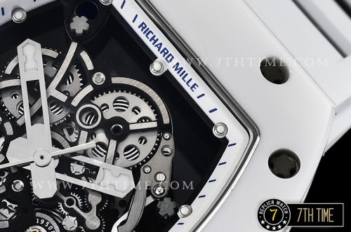 Richard Mille RM055 Bubba Watson CER/RU Skeleton White/Blue MY8215 Mod