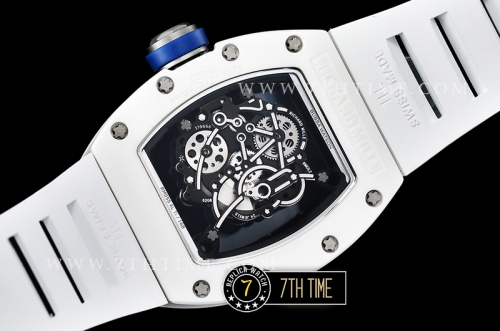 Richard Mille RM055 Bubba Watson CER/RU Skeleton White/Blue MY8215 Mod