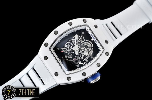 Richard Mille RM055 Bubba Watson CER/RU Skeleton White/Blue MY8215 Mod