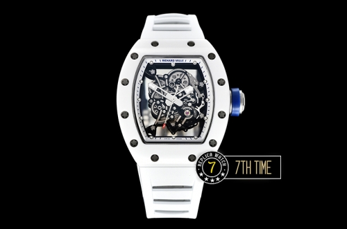 Richard Mille RM055 Bubba Watson CER/RU Skeleton White/Blue MY8215 Mod