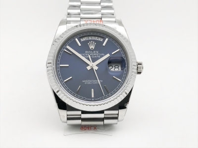 DayDate 36mm Wt 904L Flt SS/SS Blue/Stk QF VR3255