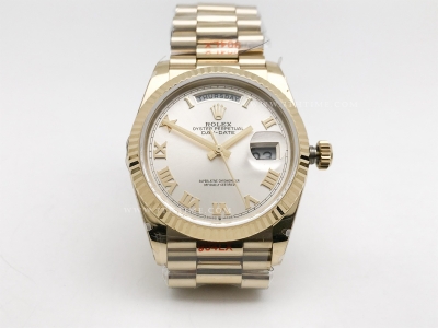 DayDate 36mm Wt 904L Flt YG/YG Silv/Rm QF VR3255