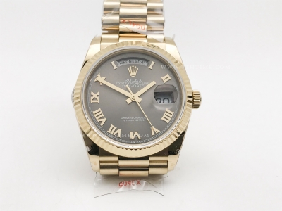 DayDate 36mm Wt 904L Flt YG/YG Grey/Rm QF VR3255