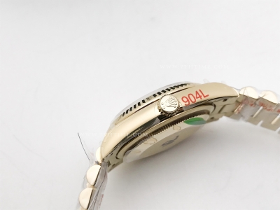 DayDate 36mm Wt 904L Flt YG/YG Gold/Stk QF VR3255