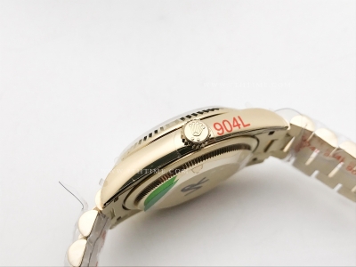 DayDate 36mm Wt 904L Flt YG/YG Silv/Dia QF VR3255