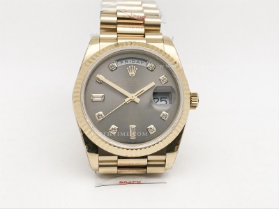 DayDate 36mm Wt 904L Flt YG/YG Grey/Dia QF VR3255