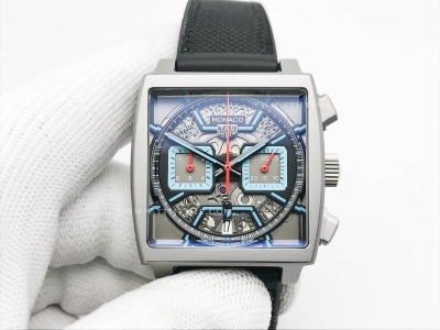 Tag Monaco Chronograph Black TI/RU Blk/Blue A8F VK63A