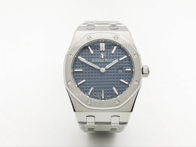 Royal Oak Ladies 67650ST 33mm SS/SS Blue/Stk ZF Sw Qtz