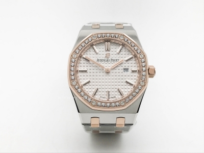 Royal Oak Ladies 67651SR Dia RG/SS Wht/Stk ZF Sw Qtz