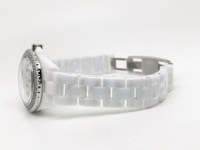 J-12 Ladies 33mm Dia CER/CER Wht/Dia XF Sw Qtz