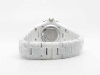 J-12 Ladies 33mm Dia CER/CER Wht/Dia XF Sw Qtz
