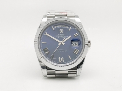 DayDate 40mm 904L Flt Wt SS/SS Blue/Rm Noob A2836