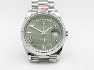 DayDate 40mm 904L Flt Wt SS/SS Green/Rm Noob A2836