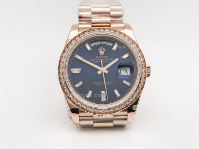 DayDate 40mm Flt Dia RG/RG Blue/Dia GMF A2836