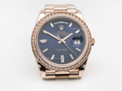 DayDate 40mm Flt Dia RG/RG Blue/Dia BPF A2836