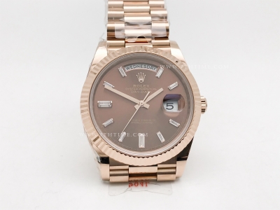 DayDate 228235 40mm 904L Flt Wt RG/RG Brn/Dia Noob A2836