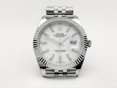 DJ2 126334 41mm Jub Flt 904L SS/SS Wht/Stk JQF VR3235