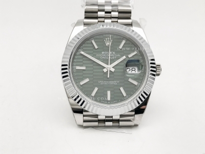 DJ2 126334 41mm Jub Flt 904L SS/SS Grn-P/Stk JQF VR3235