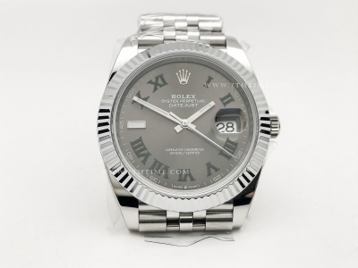 DJ2 126334 41mm Jub Flt 904L SS/SS Grey/Rm JQF VR3235