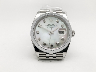 DJ 126234 36mm Jub Flt 904L SS/SS W-MOP/Dia JQF VR3235