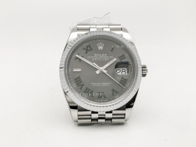 DJ 126234 36mm Jub Flt 904L SS/SS Grey/Rm JQF VR3235