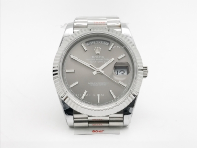 DayDate 40mm 904L Flt SS/SS Grey/Stk GMF A2836