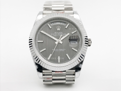 DayDate 40mm 904L Flt SS/SS S-Grey/Stk GMF A2836