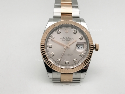 DJ2 41mm Oys Flt 904L RG/SS Silv/Dia Clean VR3235