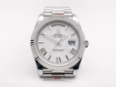 DayDate 40mm 904L Flt SS/SS Wht/Rm/Stk GMF A2836