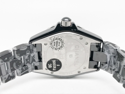 XHANEL J-12 38mm Blk Coco CER/CER Blk/Num HTF A2892