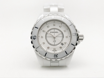 XHANEL J-12 33mm Wht CER/CER Wht/Dia HTF Qtz