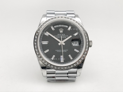 DayDate 40mm 904L B.Dia SS/SS Blk/B.Dia GMF A2836