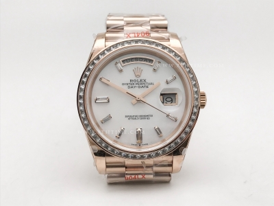 DayDate 40mm 904L B.Dia RG/RG W-MOP/B.Dia GMF A2836