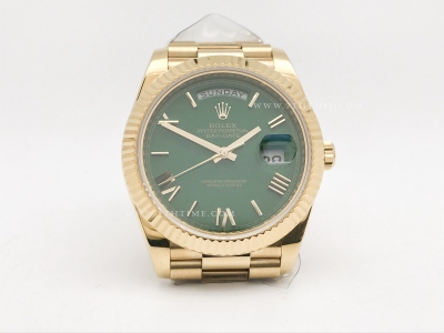 DayDate 40mm 228238 904L Flt Wt YG/YG Grn/Rm KF VR3255