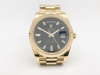 DayDate 40mm 228238 904L Flt Wt YG/YG Blk/Dia KF VR3255