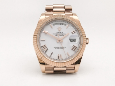 DayDate 40mm 228235 904L Flt Wt RG/RG Wht/Rm KF VR3255